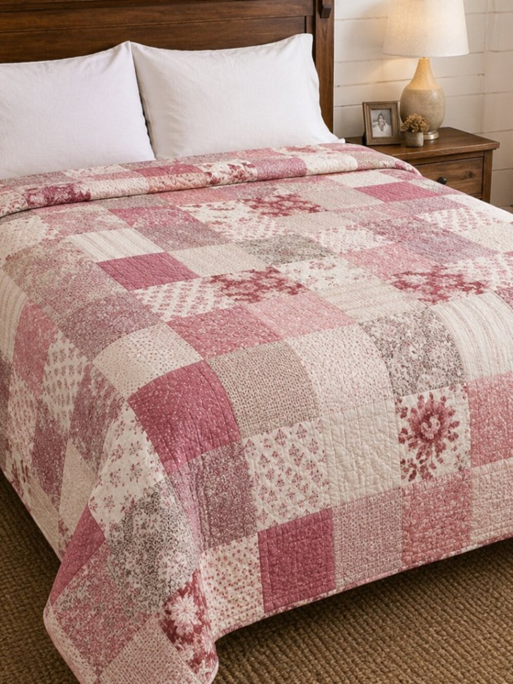 Laura Ashley Patchwork Floral Farmhouse Quilt Vintage Inspired Bed Throw